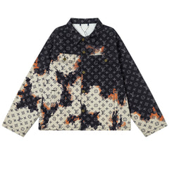 LOUIS VUITTON Classic Fire Cloud Print Denim Jacket