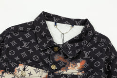 LOUIS VUITTON Classic Fire Cloud Print Denim Jacket