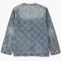 LOUIS VUITTON Checkerboard Crew Neck Denim Jacket