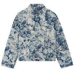 LOUIS VUITTON Floral Wave Pattern Denim Jacket