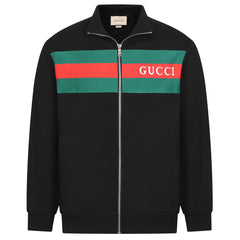 GUCCI Classic Red Green Striped Zipper Sweatshirt Jacket