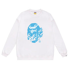 BAPE Ape Head Flame Print Crew Neck Sweatshirt