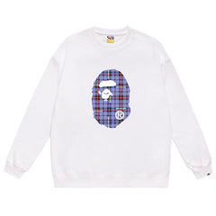 BAPE Ape Head Plaid Pattern Print Sweatshirt