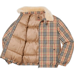 Supreme x Burberry - Nova Check Fur Collar Puffer Jacket