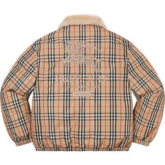 Supreme x Burberry - Nova Check Fur Collar Puffer Jacket