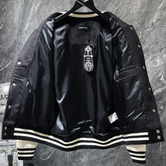 Chrome Hearts Classic Sanskrit Cross Embroidery Baseball Jacket