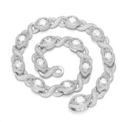 Women's Zircon Infinity Eyes 8-shaped Necklace #CHA168