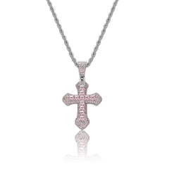 Men's Cross Colored Zirconia Pendant Necklace