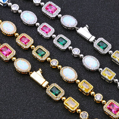 Women's Colored Gemstone Zirconia Cuban Bracelet #CHA327