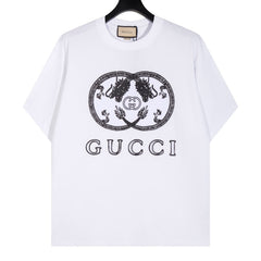 GUCCI Double Dragon Print T-Shirt Oversized