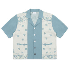 Rhude Banco Knit Shirt 'Stone Blue/Ivory'