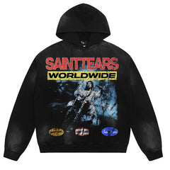 SAINT MICHAEL Character pattern printing Hoodies