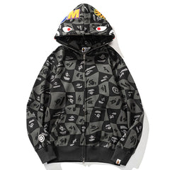 BAPE Gray Shark Zipper Hoodie