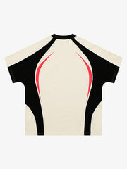 Contrast Color Stitching V-neck Short-sleeved T-shirt