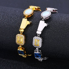 Women's Colored Gemstone Zirconia Cuban Bracelet #CHA327