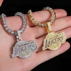 Men's Lakers Team Pendant Micro-Inlaid Zirconia Necklace