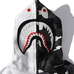 BAPE Fluorescence Colorblock Camo Shark Zipper Hoodie