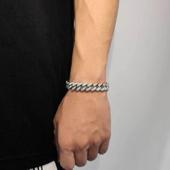 Men's Double Row Zirconia Cuban Bracelet #CHA065