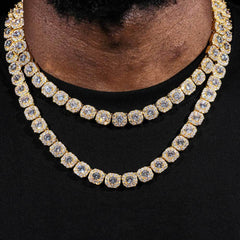 Men's Square Rock Candy Chain Zirconia Necklace #CHA091