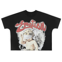 MIXED EMOTION Angel Rhinestone Cropped Tee