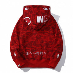 Bape red shark full zip hoodie