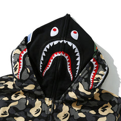 BAPE Camo Shark Zipper Double Hoodie