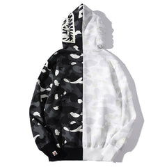 BAPE Fluorescence Colorblock Camo Shark Zipper Hoodie