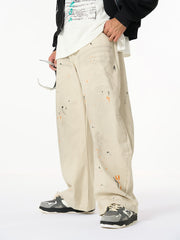 Retro Inkjet Dirty Dyed Barrel Pants