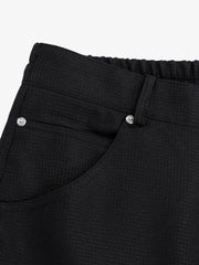 Multi-Pocket Textured Fabric Flared Pants