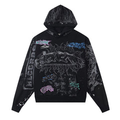 Hellstar Studios Letter Print Fleece Hoodie