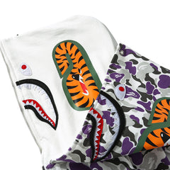 BAPE Purple Camo Shark Zipper Double Hoodie