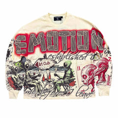 MIXED EMOTION Cream ‘Art Club’ Long Sleeve Tee