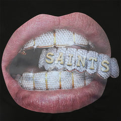 MIXED EMOTION Saint Diamond-studded Teeth Tee
