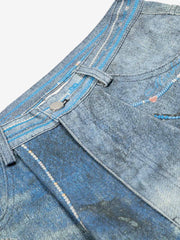 Distressed Dirty 3D Floral Denim Shorts