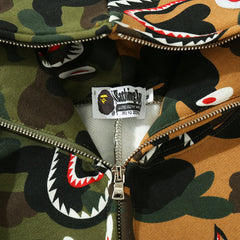 BAPE Colorblock Camo Shark Zipper Hoodie