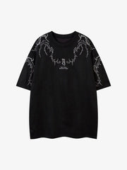 Thorn Embroidery Suede T-Shirt