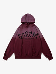 Thesupermade Patch Lettering Embroidered Gradient Color Hoodie