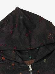 Thesupermade Washed Distressed Zipper Hooded Jacket