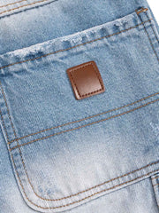 Ripped Washed Tassel Cargo Denim Shorts