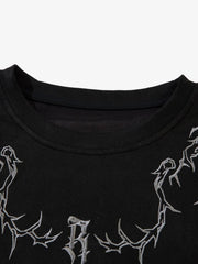 Thorn Embroidery Suede T-Shirt