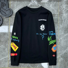 Chrome Hearts Graffiti Print Long Sleeve Black T-Shirts