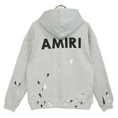 Amiri Paint Splatter Hoodie Grey