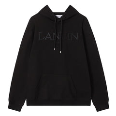 Lanvin Logo Embroidered Cotton Hooded Sweatshirt