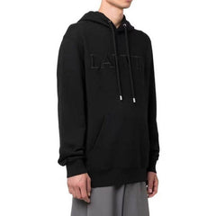 Lanvin Logo Embroidered Cotton Hooded Sweatshirt