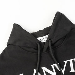 LANVIN Logo Embroidered Cotton Hooded Sweatshirt